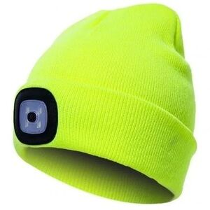 Neon Yellow Beanie with LED Light